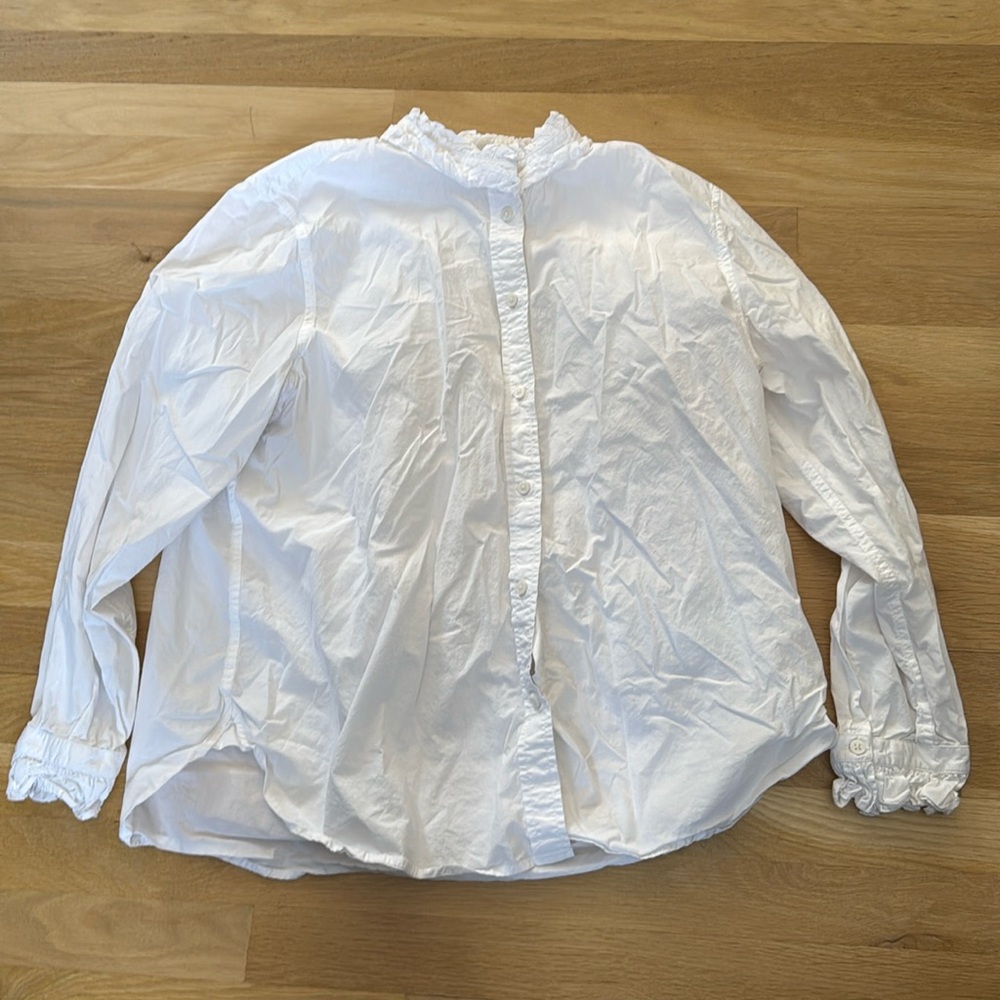 J Crew white ruffled blouse size 16